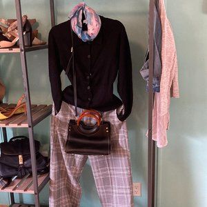 Wide Legged Plaid Crop Pant